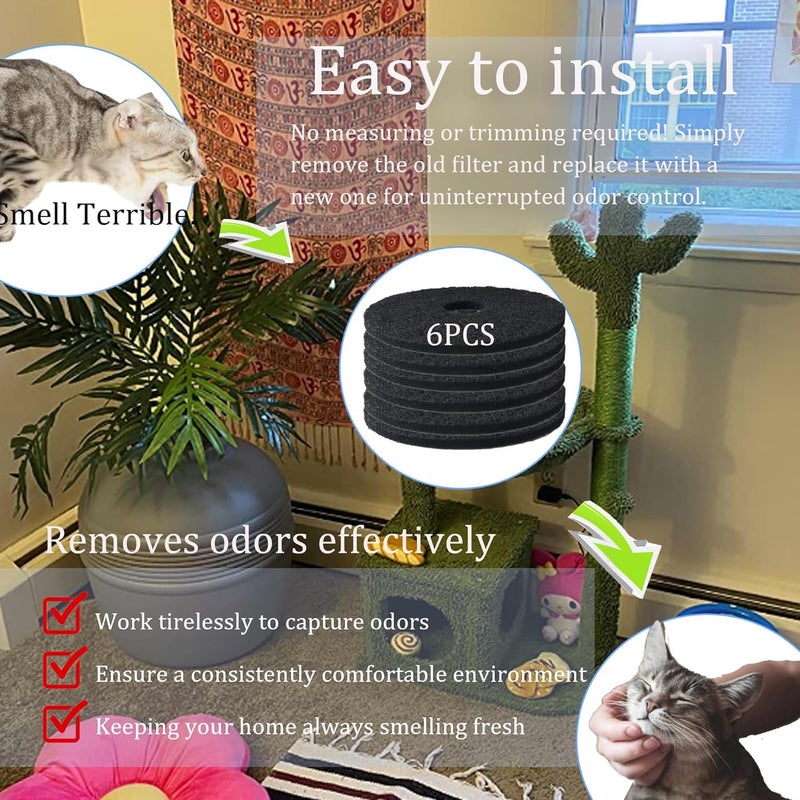 PurifyLogix Cat Litter Box Replacement Carbon Charcoal Filters Compatible with Hidden Cat Litter Box（ 6PCS ） - Activated Carbon Charcoal Filters for Cat Litter Box, Absorbing Odor, Keep Home Fresh - Image 2